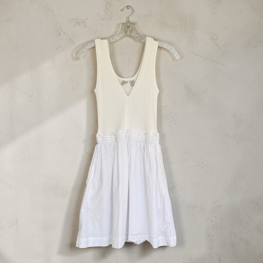Joie Cream/White Sleeveless Twofer Dress Size Small